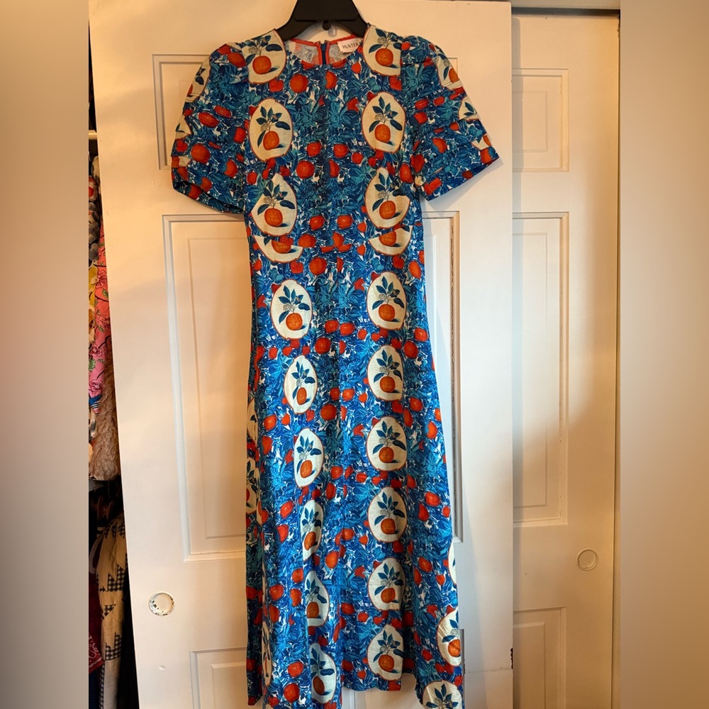 Hunter Bell Casey Blue and Orange Midi Dress - Picture 4 of 8